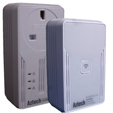 Aztech 500AV Homeplug Kit comprising Wireless N and Mains Passthrough Adapters