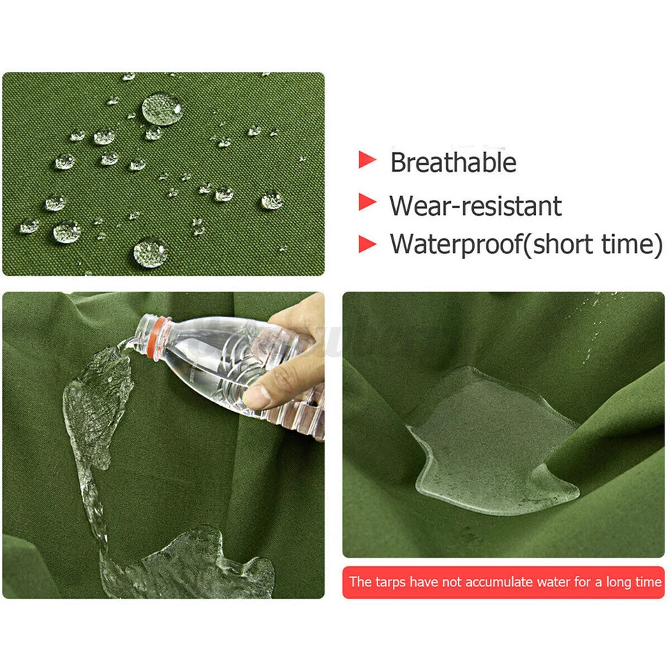 Army Heavy Duty Tarpaulin Canvas Tarp Sun Blocked Waterproof Camping Tent Cover - Image 2 of 4