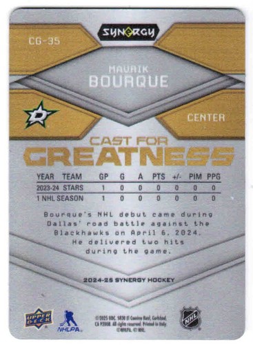 24/25 2024 UPPER DECK SYNERGY HKY CAST FOR GREATNESS GOLD CARDS CG-X U-Pick List - Bild 69 von 71