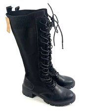 Vepose 953 Boots 9.5 Lace Up Platform Knee High Combat Bootie Stretch Retro New