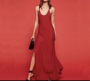 deep red maxi dress
