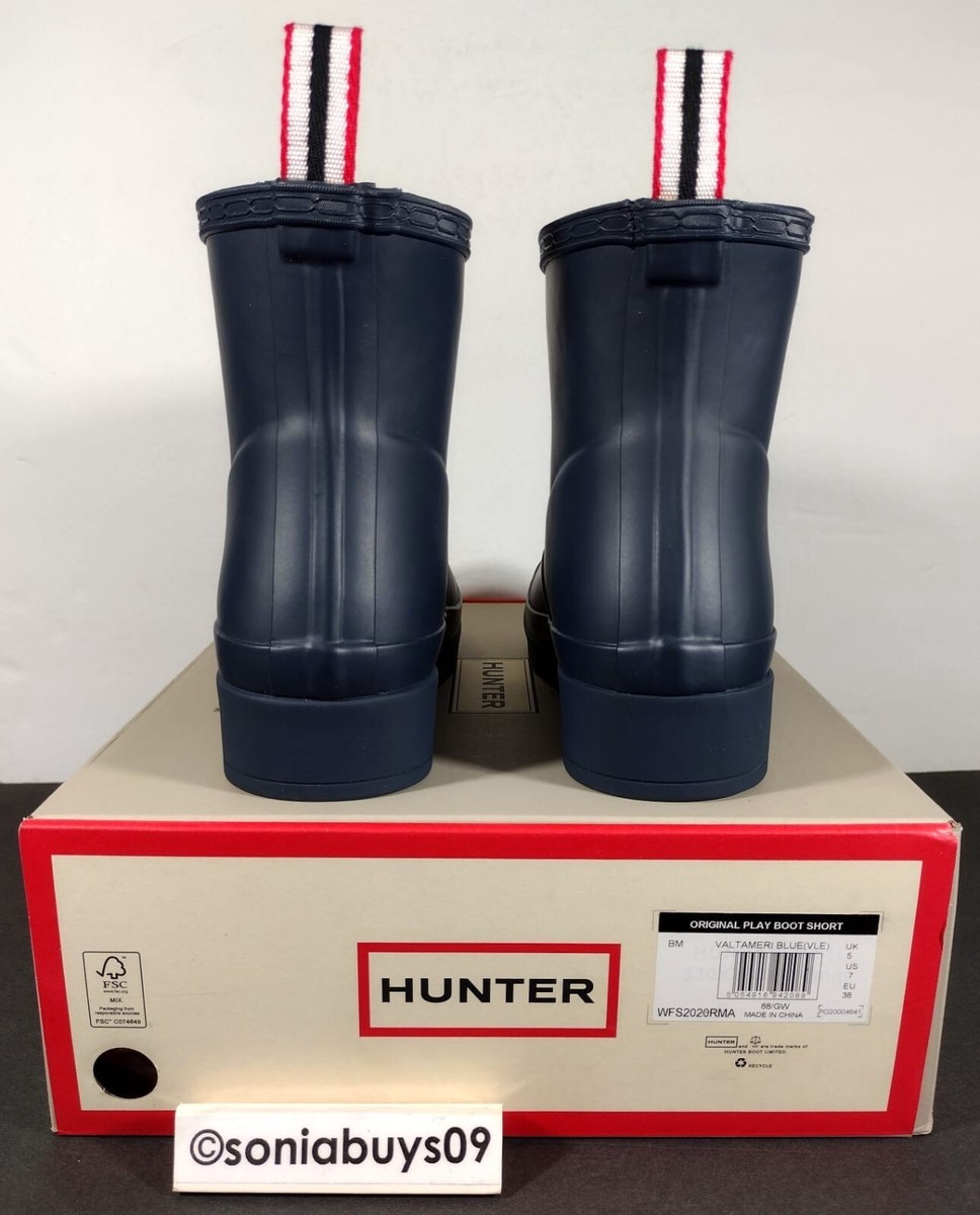 Hunter Women's PLAY Short Rain Boots, Valtameri Blue, US