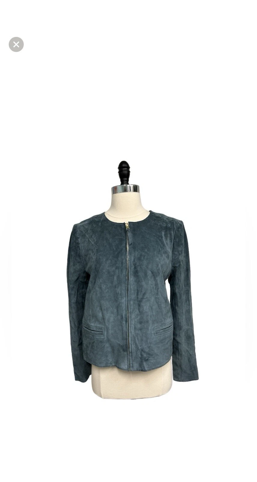 Giacca di pelle scamosciata topazio verde Tory Burch taglia 8