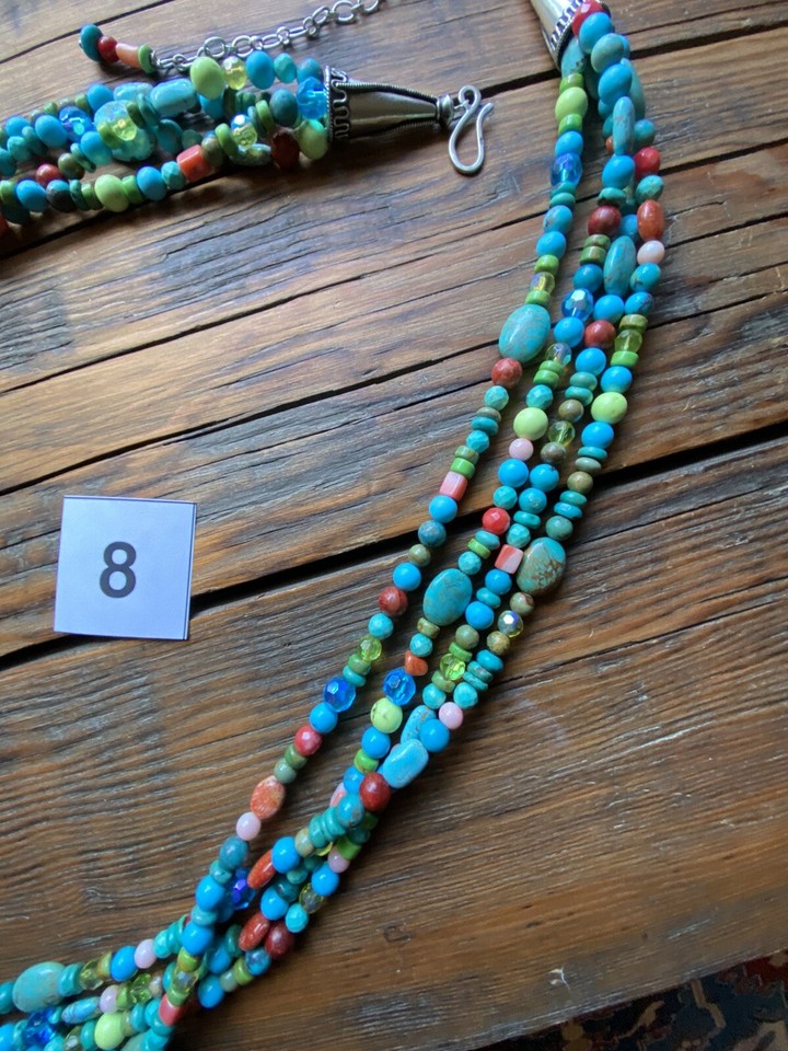 Rocki Gorman Glitter Rocks Long Turquoise Multi-Stone Beaded Necklace ...