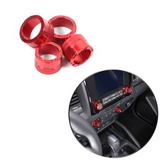 Cubierta de moldura de perilla de volumen de aire acondicionado roja de aluminio para Nissan Frontier 2022+