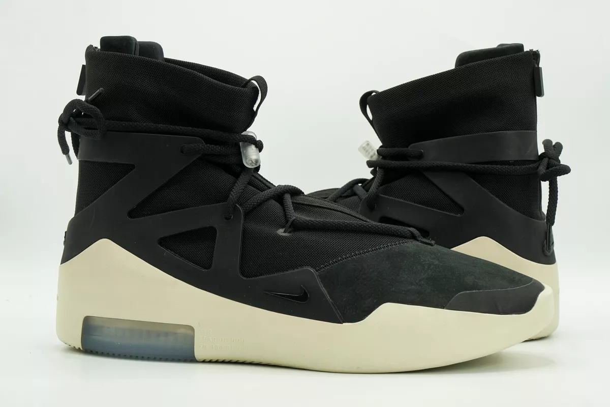 NIKE AIR FEAR OF GOD 1 USED SIZE 14 BLACK AR4237 001 JERRY LORENZO FOG