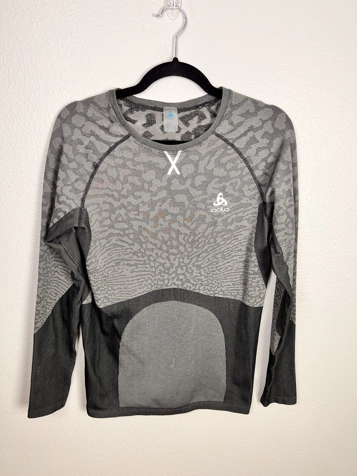 Odlo Crew Base Layer Top Women's XL Black Gray Long Sleeve