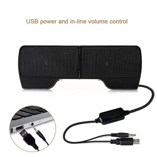 USB Power Speakers Clip-On Computer Stereo Sound Bar 3.5mm for Desktop Laptop PC - Photo 2/9