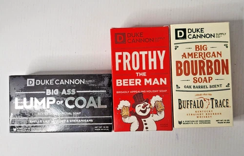 Duke Cannon Big Ass Brick of Soap Lot of 3 Lump of Coal Frothy Beer Man Bourbon