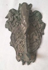 Antique 19th Cent Bronze Saint George Slaying the Dragon Door Knocker Door Bell
