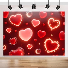 Valentine's Day Backdrop Red Heart Decoration Photography Backdrops 7x5ft