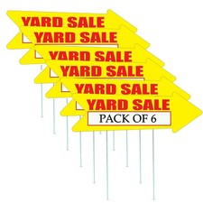 Yellow Yard Sale Arrows Yard Sign Double Sided With Stakes Large 16 Inch By 5...