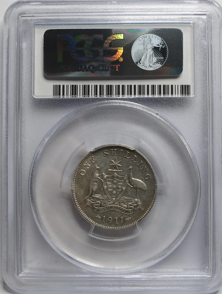 AUSTRALIA 1 Shilling 1911 PCGS XF 40 Scarce Silver George V Britain Emu Graded - Image 4 of 4