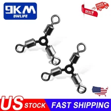 60Pcs 3-Way Swivels Fishing Swivel Saltwater Fishing Line Connector Accessories