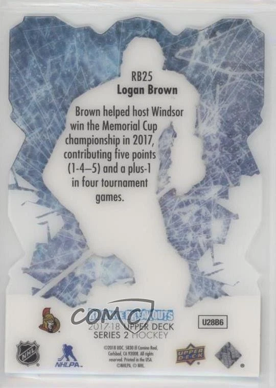 2017-18 Upper Deck Rookie Breakouts /100 Logan Brown #RB25 RC - Image 2 of 2