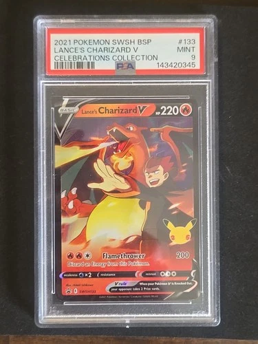 Pokemon 2021 Celebrations Lance's Charizard V Black Star Promo SWSH133 PSA 9