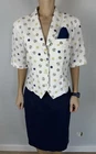 Vintage Gucci Women Linen Skirt Suit Jacket Summer Marine Size IT44 L  Rare