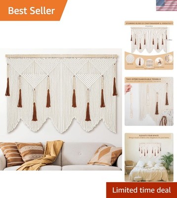 Versatile Macrame Wall Art - Customize with Elegant or Warm Tassels, 2x2 Inches
