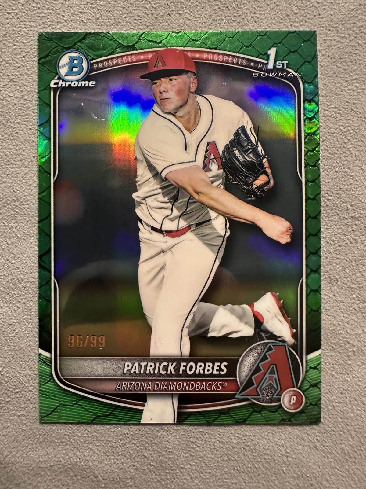 Patrick Forbes 2025 Bowman Draft #BDC-89 Dbacks Chrome Green Reptilian #/99