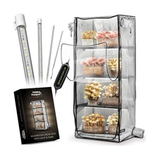 Mushroom Grow Tent with light and timer 6500k LED Grow Light, 4" vents compat...