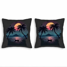 Set of 2 18x18in Throw Pillow Covers - Serene Nighttime Scene 