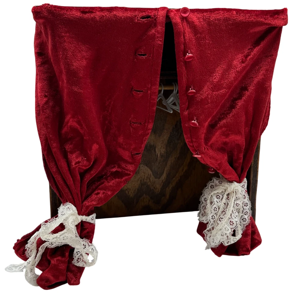 Mini Victorian Bedroom Furniture Set For 12" Dolls Vanity Chest Stools Curtains - Image 4 of 4