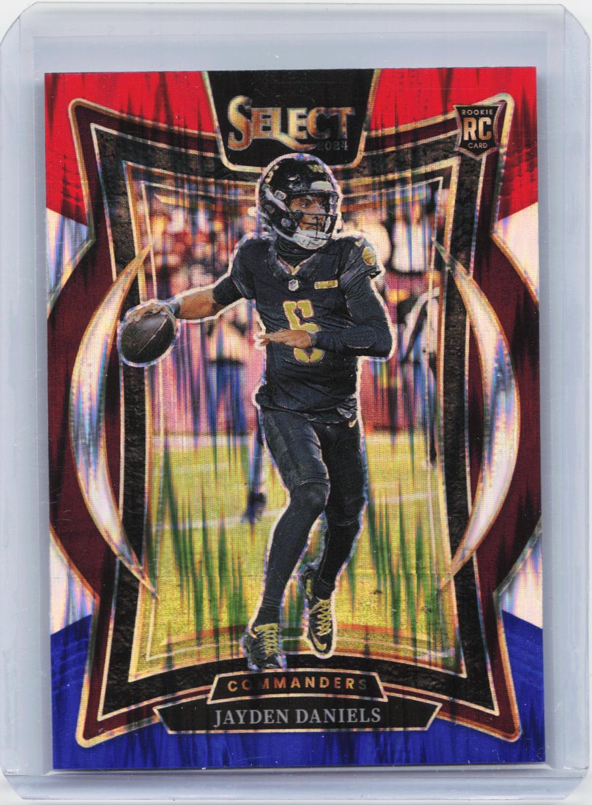 2024 Panini Select #26 Jayden Daniels Red & Blue Prizm Shock