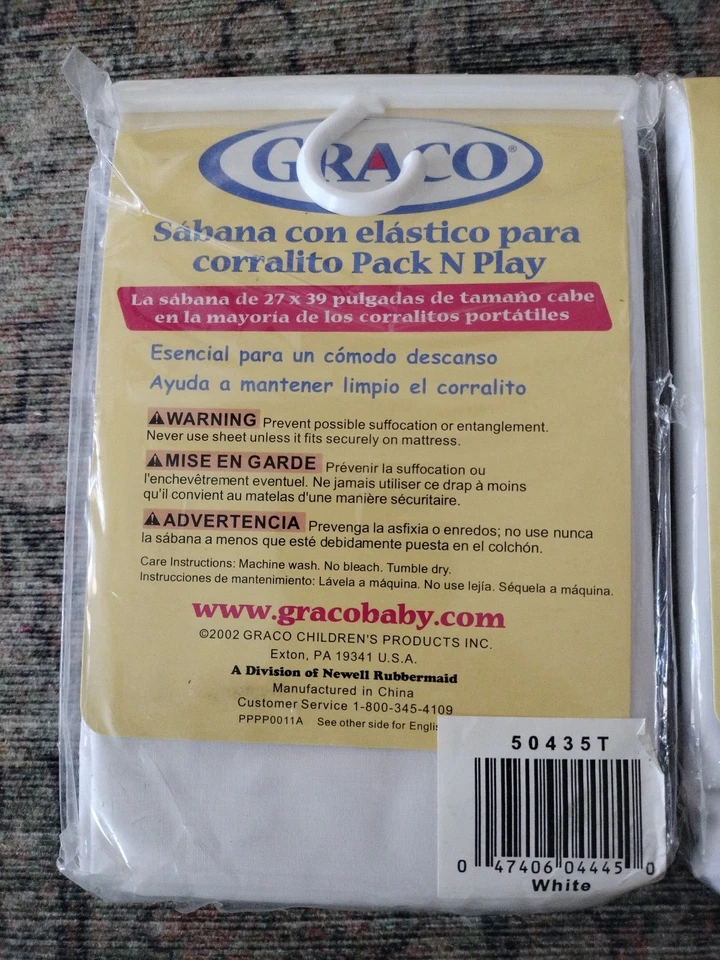 Juego de 3 sábanas ajustables Graco Pack N Playard 27" x 39", blancas  Foto 4 de 4