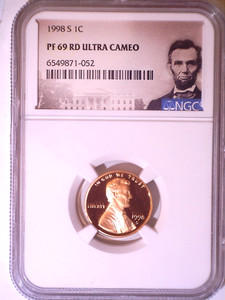 1998-S NGC PF69RD Ultra Cameo Proof Lincoln Memorial One Cent - 1C - Penny - US