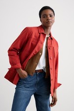 Seasalt Women's Regular Long Field Organic Cotton Worker Jacket Dark Cinnamon