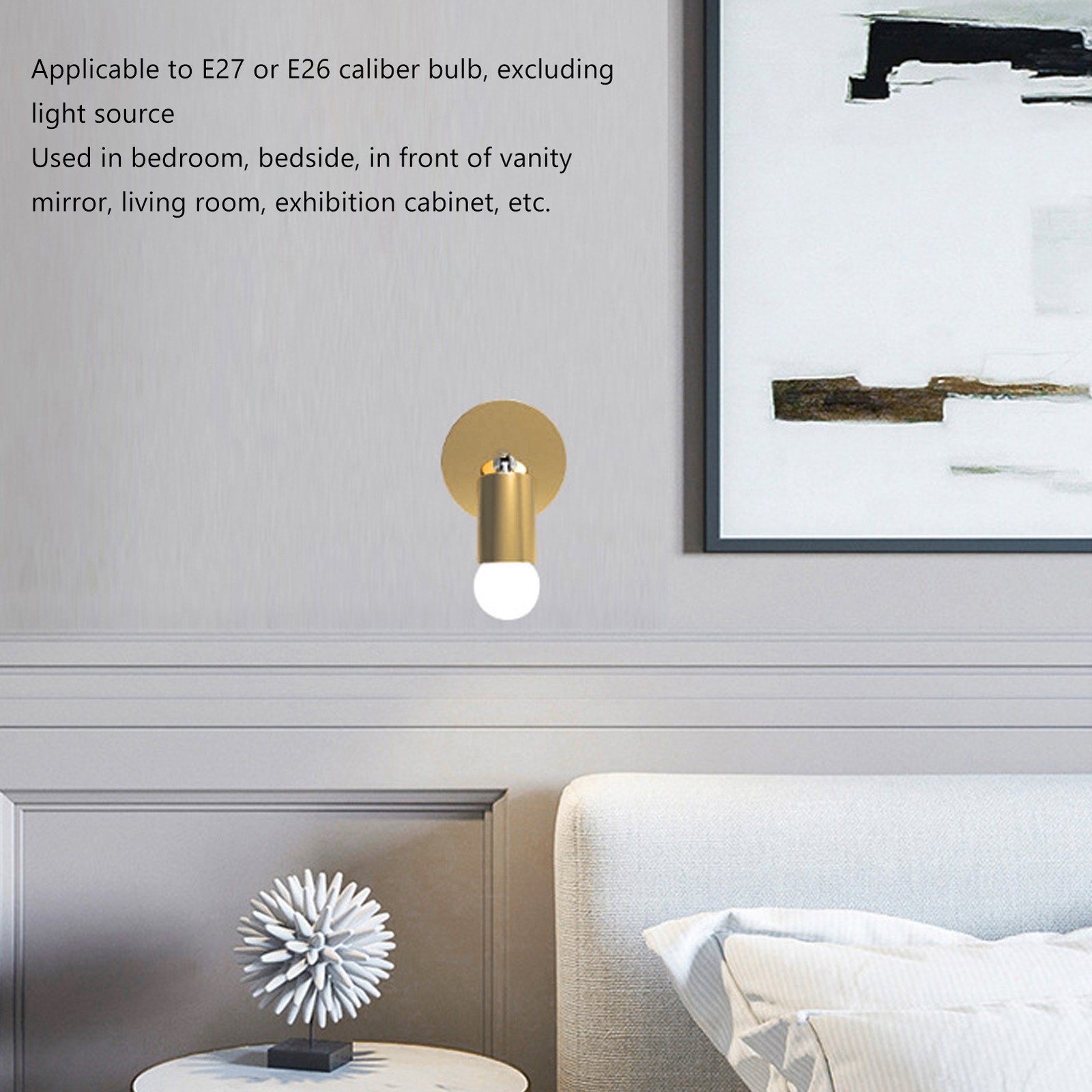 ¸(Gold)E27 E26 Wall Lamp Base 180 Degrees Up And Down Adjustable Iron AU
