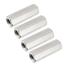 M6 x 1-Pitch 30mm Length 304 Stainless Steel Metric Hex Coupling Nut 4Pcs