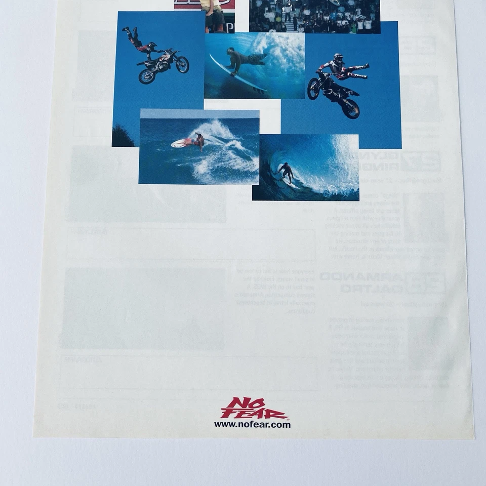 No Fear Vintage 90s Poster Rare Surfwear Motocross 1990s Print Ad Advert - image 4 of 4