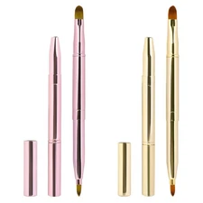 2 Pack Retractable Lip Brush for Lipstick 2 Count (Pack of 1), Gold+Pink 