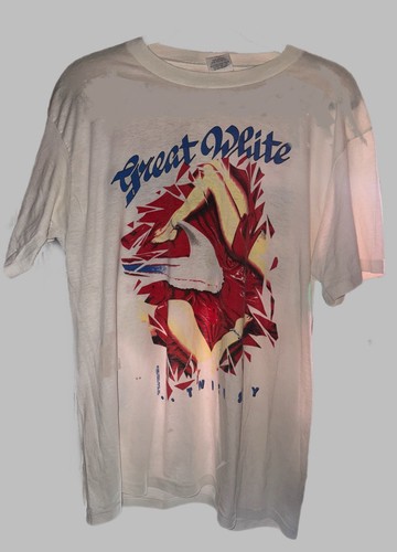 Vintage Great White Once Bitten Twice Shy T-Shirt XL