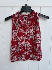 Talbots Sleeveless Top Womens Medium M Floral Paisley Red