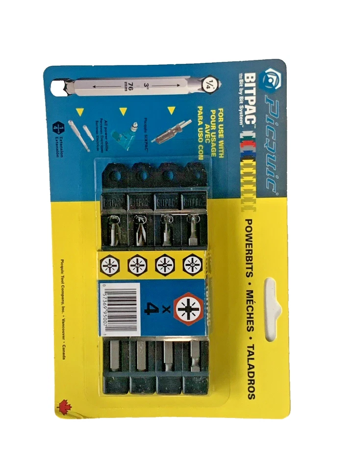 PICQUIC BITPAC POZIDRIV bit set: 4 pc set - #0 #1 #2 #3 - Image 2 of 3