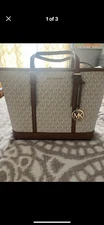 Michael Kors Jet Set Travel Small Vanilla PVC Shoulder Tote Handbag Bag Purse
