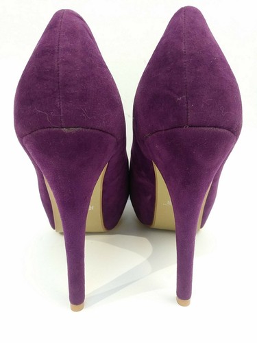 LSU Purple & Gold Fleur de Lis High Heel Pumps Platform Shoes Herstar Sz 7.5 - Picture 5 of 7