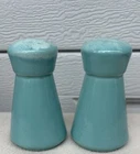 Vintage Hull Crestone Turquoise Drip Glaze Salt Pepper Shakers & Stoppers