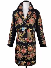 Paparazzi By Biz Jacket Black Floral Bird Embroidered Art To Wear Coat S,m,l,xl