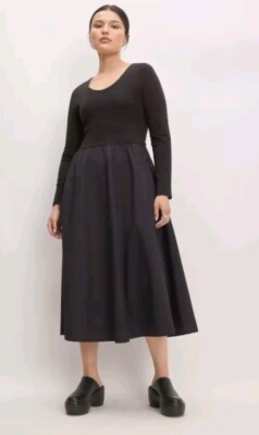 NWT Everlane The Long-Sleeve Supima Cotton Jersey Riviera Dress Black Sz S  $128 | eBay