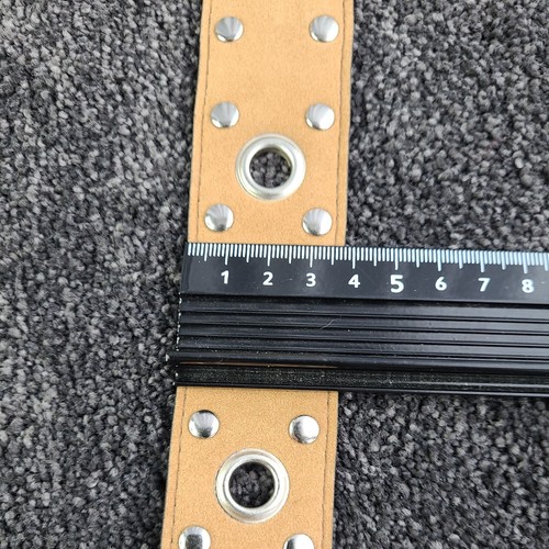 NOW Velvet Style Belt PVC Round Studs, XL, Waist size 92-102cm (Cream & Tan) - Picture 7 of 13