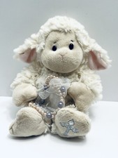 Ganz Serenity Cream Lamb Plush W Crib Cross Necklace Christening Pink Ears HTF