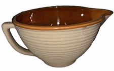 VTG Western Stoneware Handled Batter Bowl Rust & Stone Color FARMHOUSE Primitive