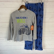 Wonder Nation Boys 'This Is How I Roll' Monster Truck Pajama Set L 10-12 Blue