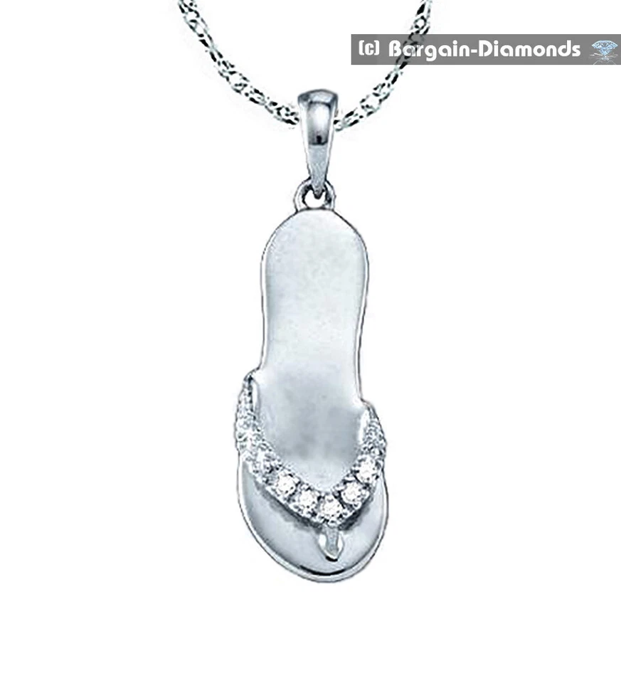 Sandalia de playa Lifestyle .03Ct. Colgante de 5 diamantes naturales de ley 925 24x7,5 mm Foto 2 de 4