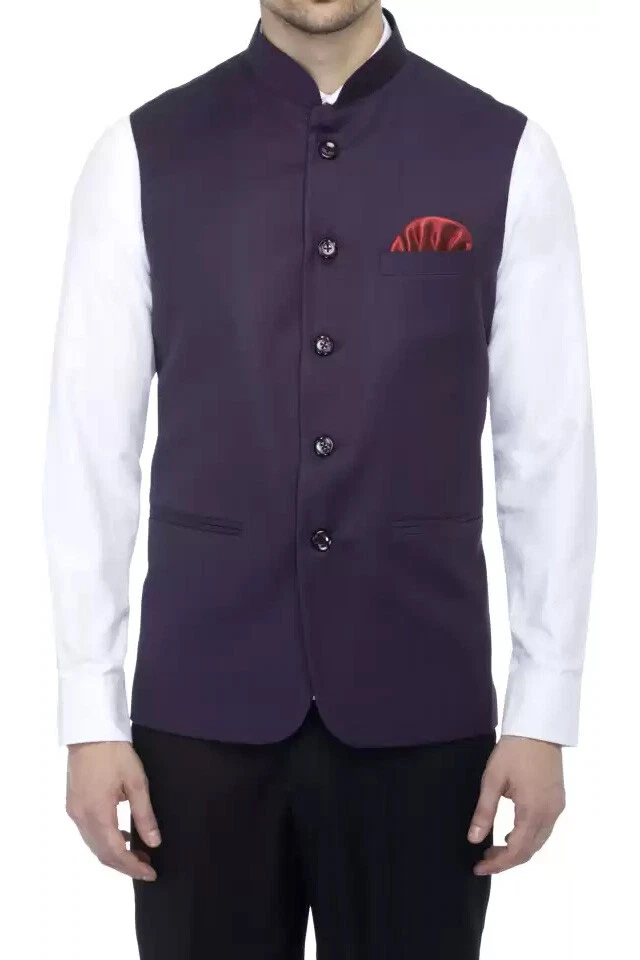 Mens mandarin neck Purple Wedding Casual Waistcoat Vest (Customizaion Available) - Image 2 of 4