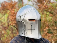 Medieval Barbuta Warrior Helmet ~ Knight Armory 18g Mild Steel Helmet LARP