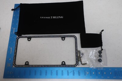 License Plate Frame Black w/ Swarovski Embedded A/B AB BLING Rhinestones F20-25